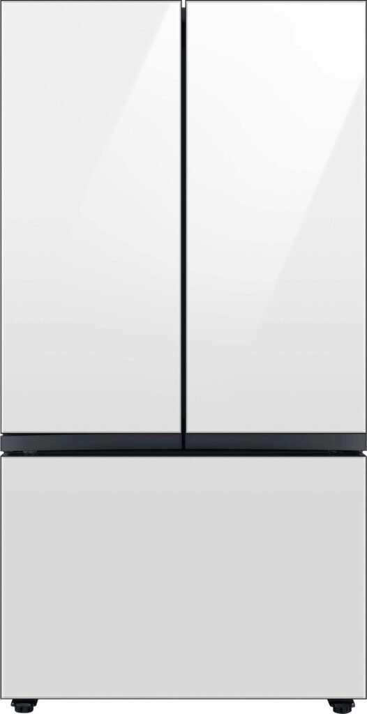 Samsung BESPOKE 30 cu. ft. 3-Door French Door Smart Refrigerator Beverage Center White Glass from Kings Outlet