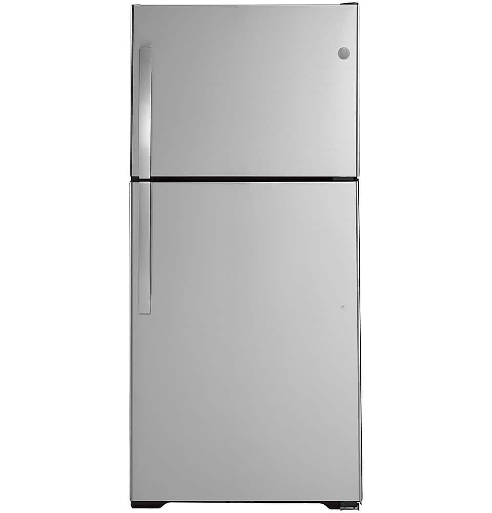 GE 19.2 Cu. Ft. Top-Freezer Refrigerator Garage Ready Performance Stainless Steel from Kings Outlet