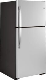 GE 21.9 Cu. Ft. Top-Freezer Refrigerator Garage Ready Performance Stainless Steel from Kings Outlet