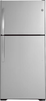 GE 21.9 Cu. Ft. Top-Freezer Refrigerator Garage Ready Performance Stainless Steel from Kings Outlet