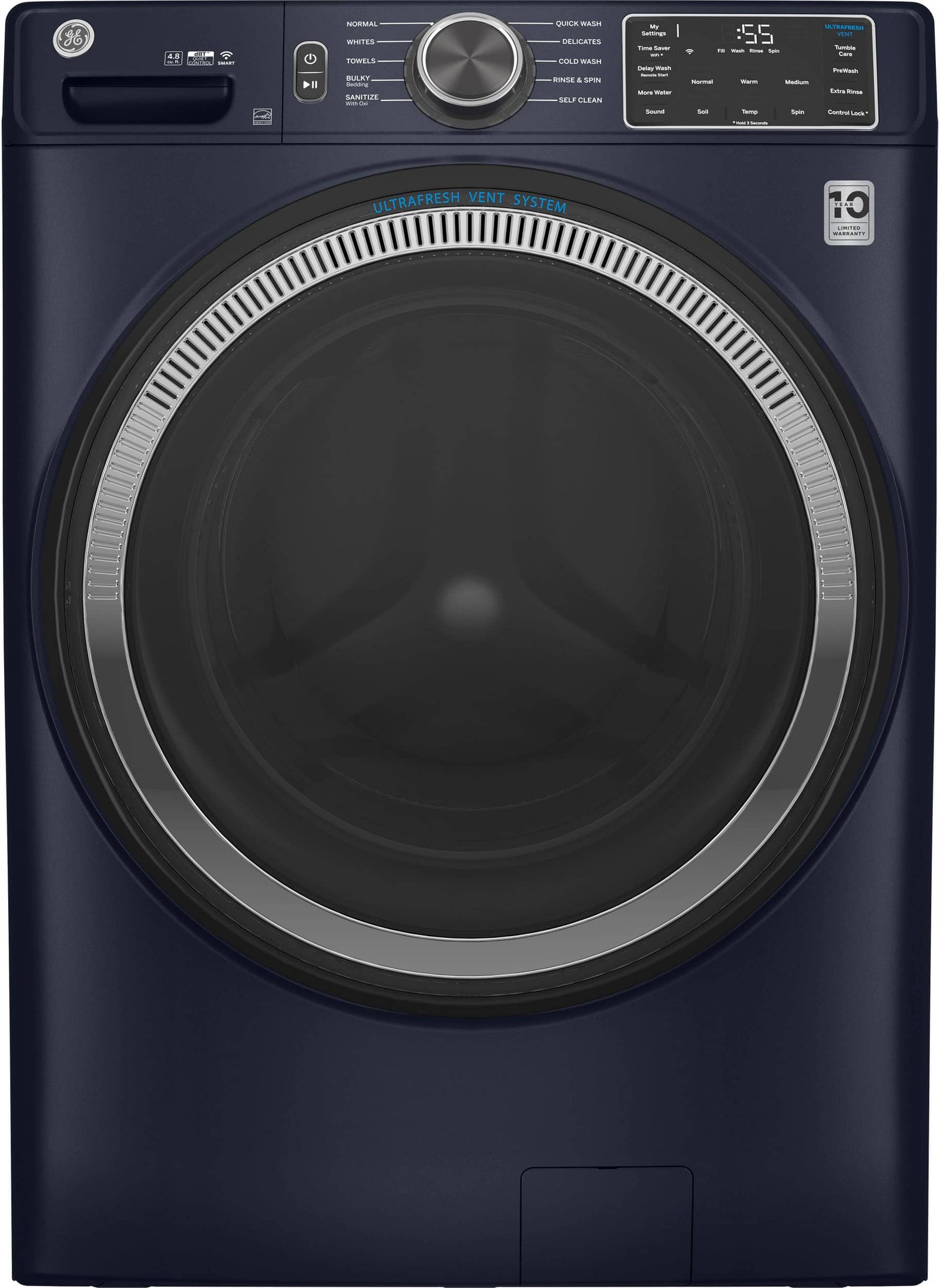 Kings Outlet GE 4.8 Cu. Ft. High-Efficiency Stackable Smart Front Load Washer Odorblock Ultra Fresh Vent GE 4.8 Cu. Ft. High-Efficiency Stackable Smart Front Load Washer Odorblock Ultra Fresh Vent from Kings Outlet
