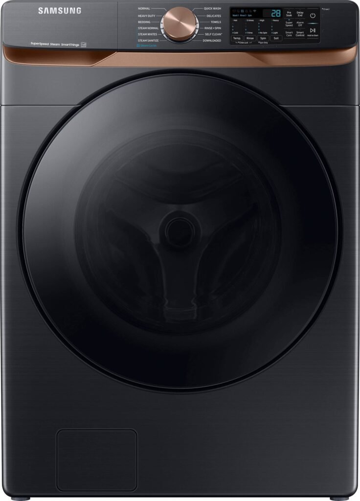 Samsung 5.0 Cu. Ft. High-Efficiency Stackable Smart Front Load Washer Steam Super Speed Wash from Kings Outlet