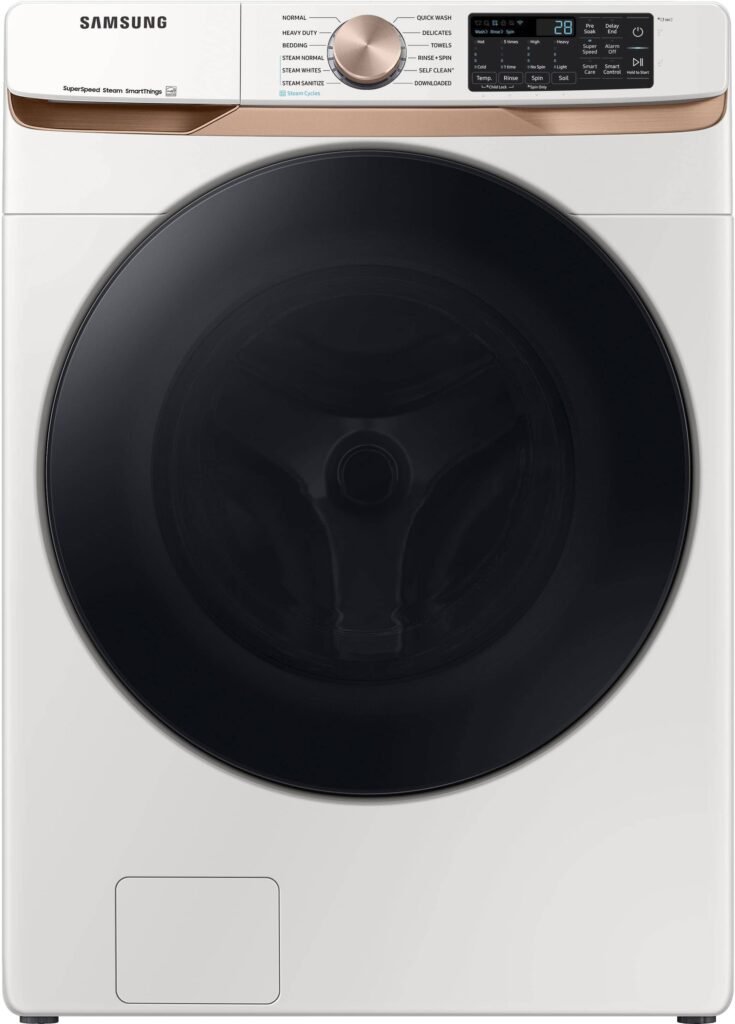 Samsung 5.0 Cu. Ft. High-Efficiency Stackable Smart Front Load Washer Steam Super Speed Wash from Kings Outlet