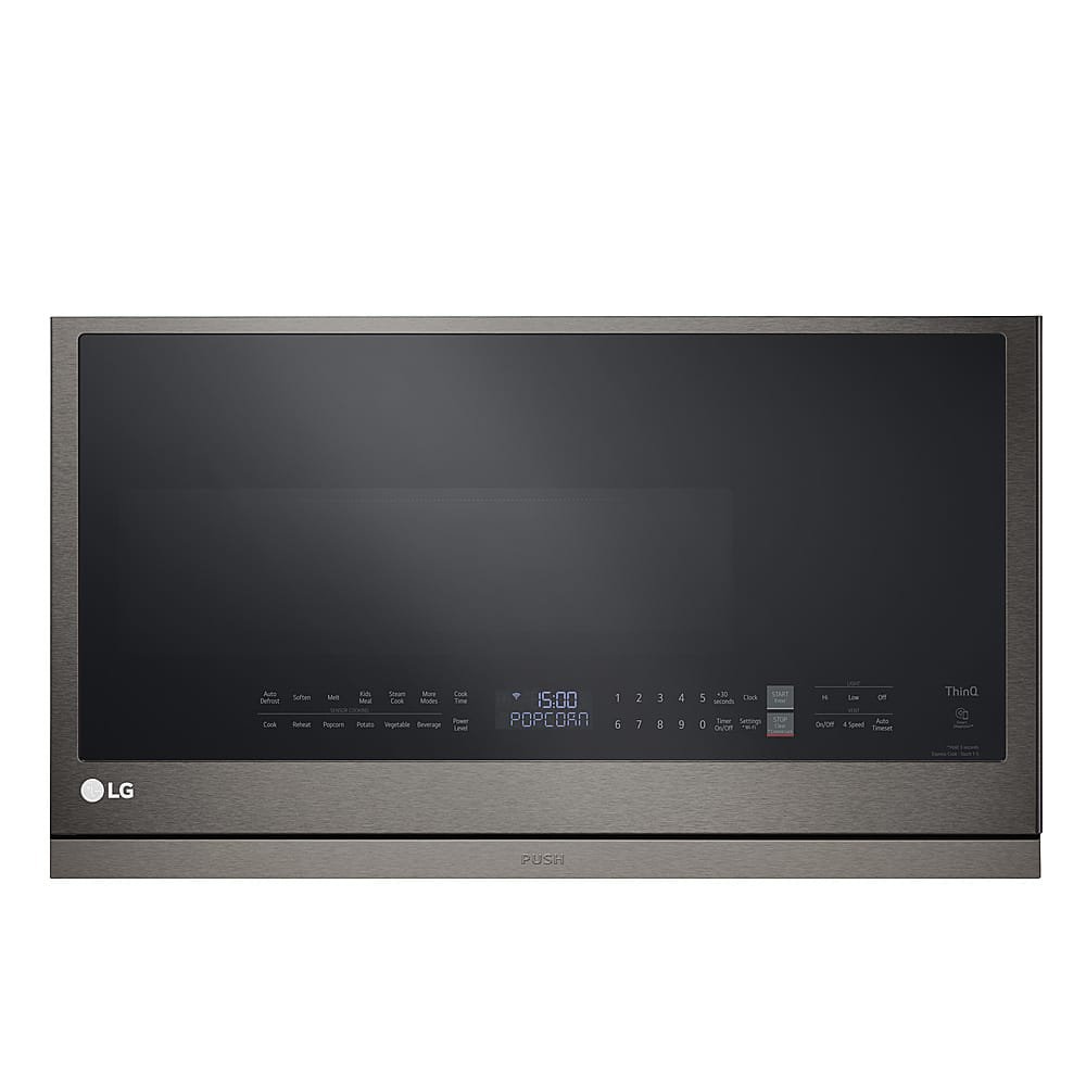 LG 2.1 Cu. Ft. Over-the-Range Smart Microwave Sensor Cooking ExtendaVent 2.0 Black Stainless Steel from Kings Outlet
