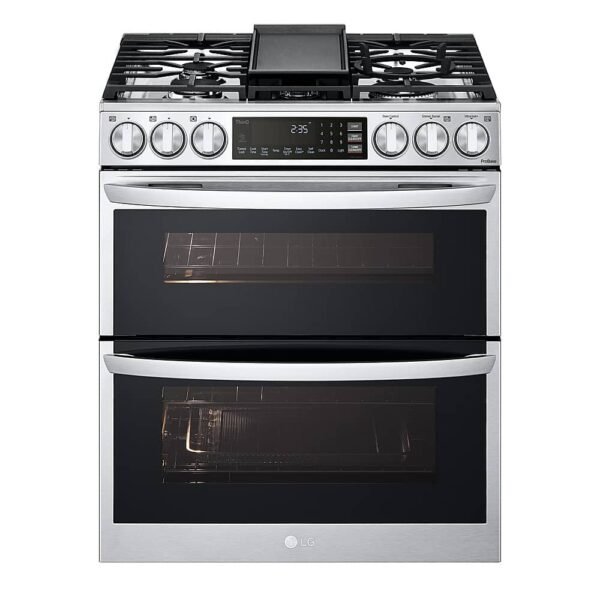 LG 6.9 Cu. Ft. Smart Slide-In Double Oven Gas True Convection Range EasyClean InstaView from Kings Outlet