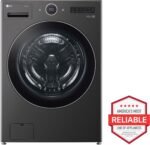 LG 5.0 Cu. Ft. High-Efficiency Stackable Smart Front Load Washer Steam TurboWash 360 Black from Kings Outlet