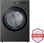 LG 7.4 Cu. Ft. Stackable Smart Electric Dryer TurboSteam Black Steel from Kings Outlet