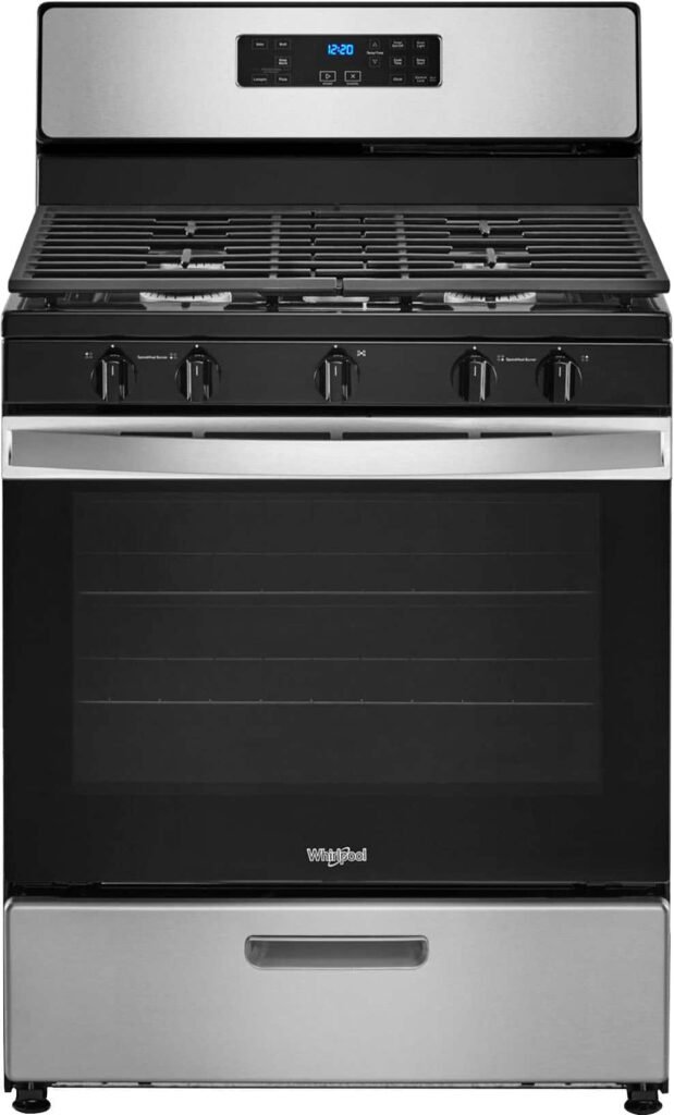 Whirlpool 5.1 Cu. Ft. Freestanding Gas Range Edge to Edge Cooktop Stainless Steel from Kings Outlet