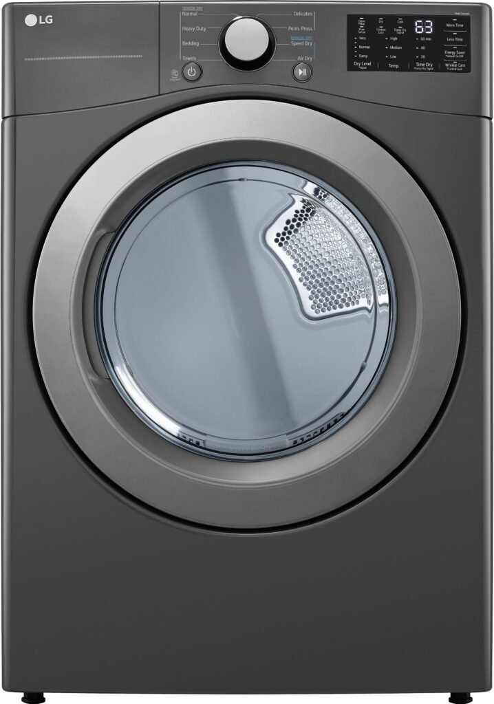 LG 7.4 Cu. Ft. Stackable Electric Dryer Wrinkle Care Middle Black from Kings Outlet