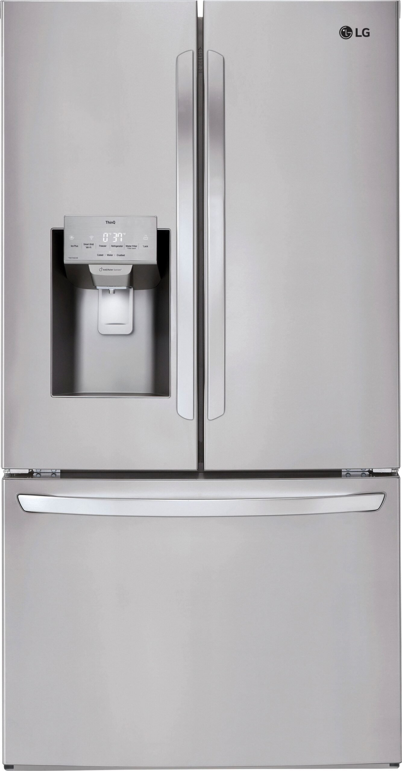 Kings Outlet LG 27.7 Cu. Ft. French Door Smart Refrigerator External Ice Water Stainless Steel LG 27.7 Cu. Ft. French Door Smart Refrigerator External Ice Water Stainless Steel from Kings Outlet