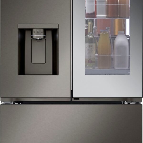 LG Counter-Depth MAX 25.5 Cu. Ft. French Door-in-Door Smart Refrigerator Mirror InstaView Black Stainless from Kings Outlet