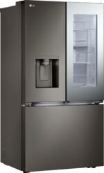 LG Counter-Depth MAX 25.5 Cu. Ft. French Door-in-Door Smart Refrigerator Mirror InstaView Black Stainless from Kings Outlet