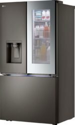 LG Counter-Depth MAX 25.5 Cu. Ft. French Door-in-Door Smart Refrigerator Mirror InstaView Black Stainless from Kings Outlet