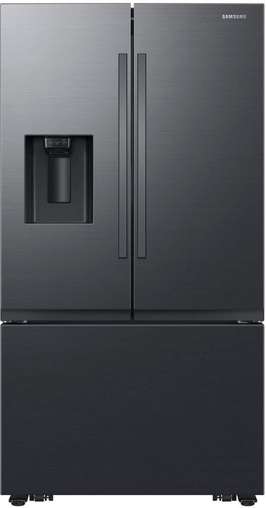 Samsung 31 cu. ft. 3-Door French Door Smart Refrigerator Four Types of Ice Fingerprint from Kings Outlet
