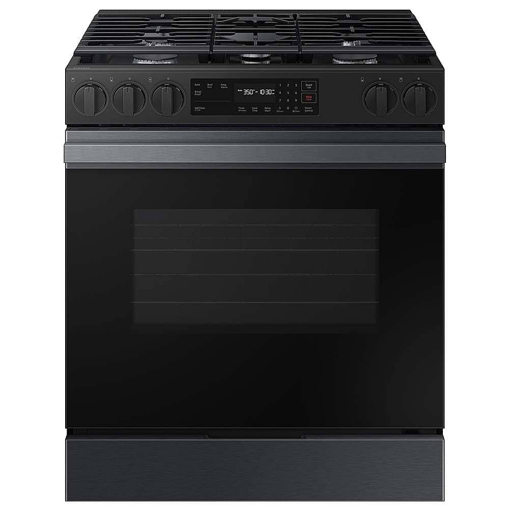 Samsung Bespoke 6.0 Cu. Ft. Slide-In Gas Range Precision Knobs Matte Black Steel from Kings Outlet