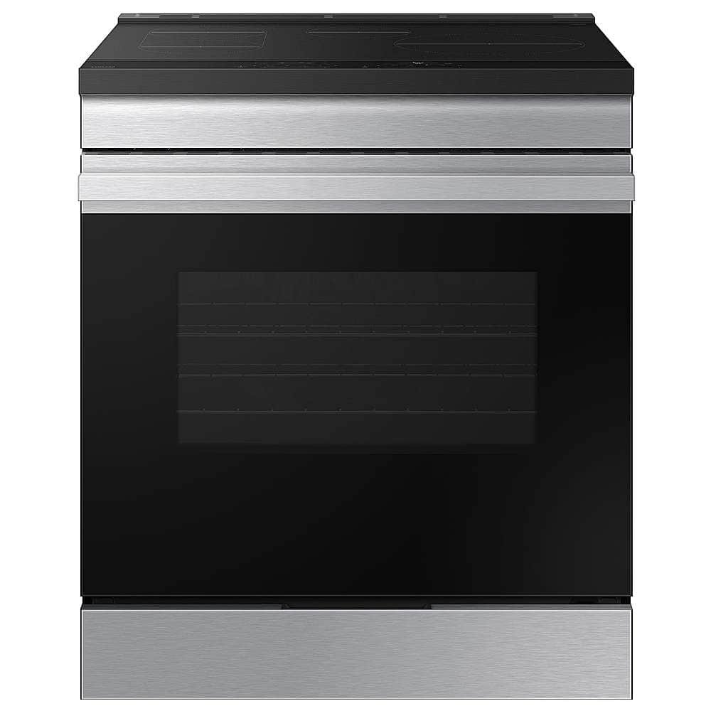 Samsung Bespoke 6.3 Cu. Ft. Slide-In Electric Induction Range Anti-Scratch Glass Cooktop Stainless Steel from Kings Outlet