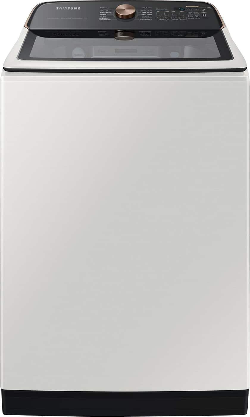 Kings Outlet Samsung 5.5 Cu. Ft. High-Efficiency Smart Top Load Washer Auto Dispense System Ivory Samsung 5.5 Cu. Ft. High-Efficiency Smart Top Load Washer Auto Dispense System Ivory from Kings Outlet