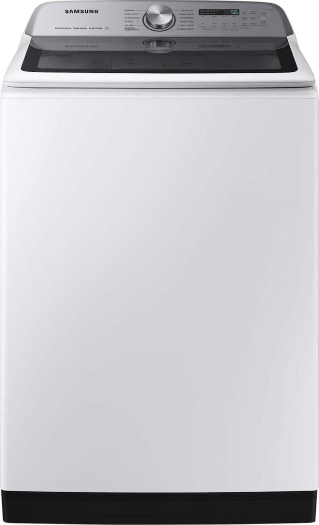 Samsung 5.2 Cu. Ft. High-Efficiency Smart Top Load Washer Super Speed Wash White from Kings Outlet