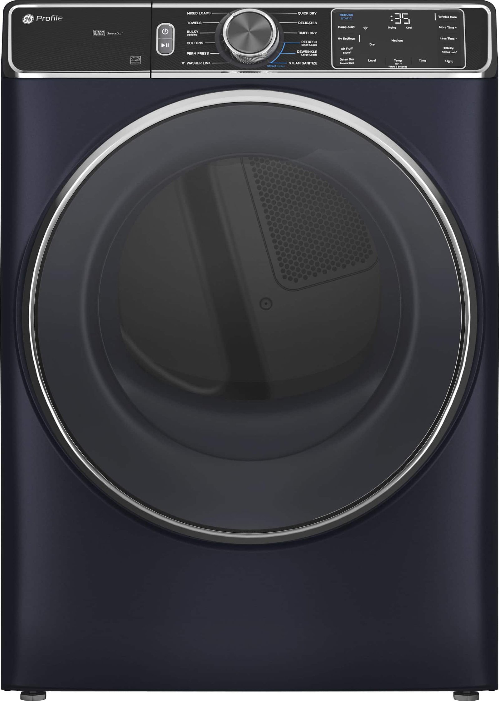 Kings Outlet GE Profile 7.8 Cu. Ft. Stackable Smart Electric Dryer Steam Sanitize Cycle Sapphire Blue GE Profile 7.8 Cu. Ft. Stackable Smart Electric Dryer Steam Sanitize Cycle Sapphire Blue from Kings Outlet