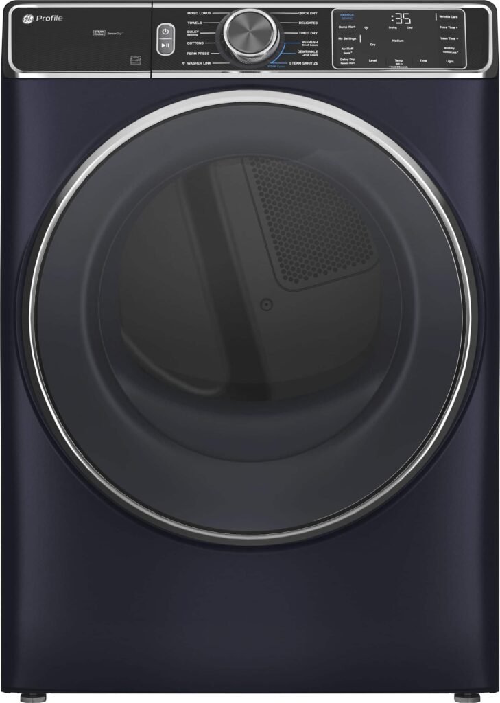 GE Profile 7.8 Cu. Ft. Stackable Smart Gas Dryer Steam Washer Link Sapphire Blue from Kings Outlet
