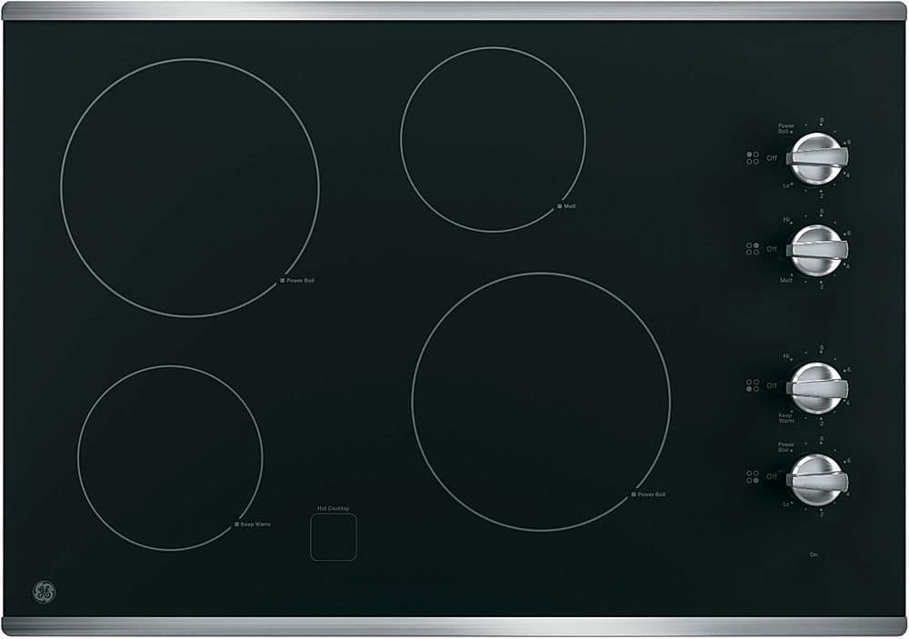 GE 30" Built-In Electric Cooktop Stainless Steel on Black from Kings Outlet