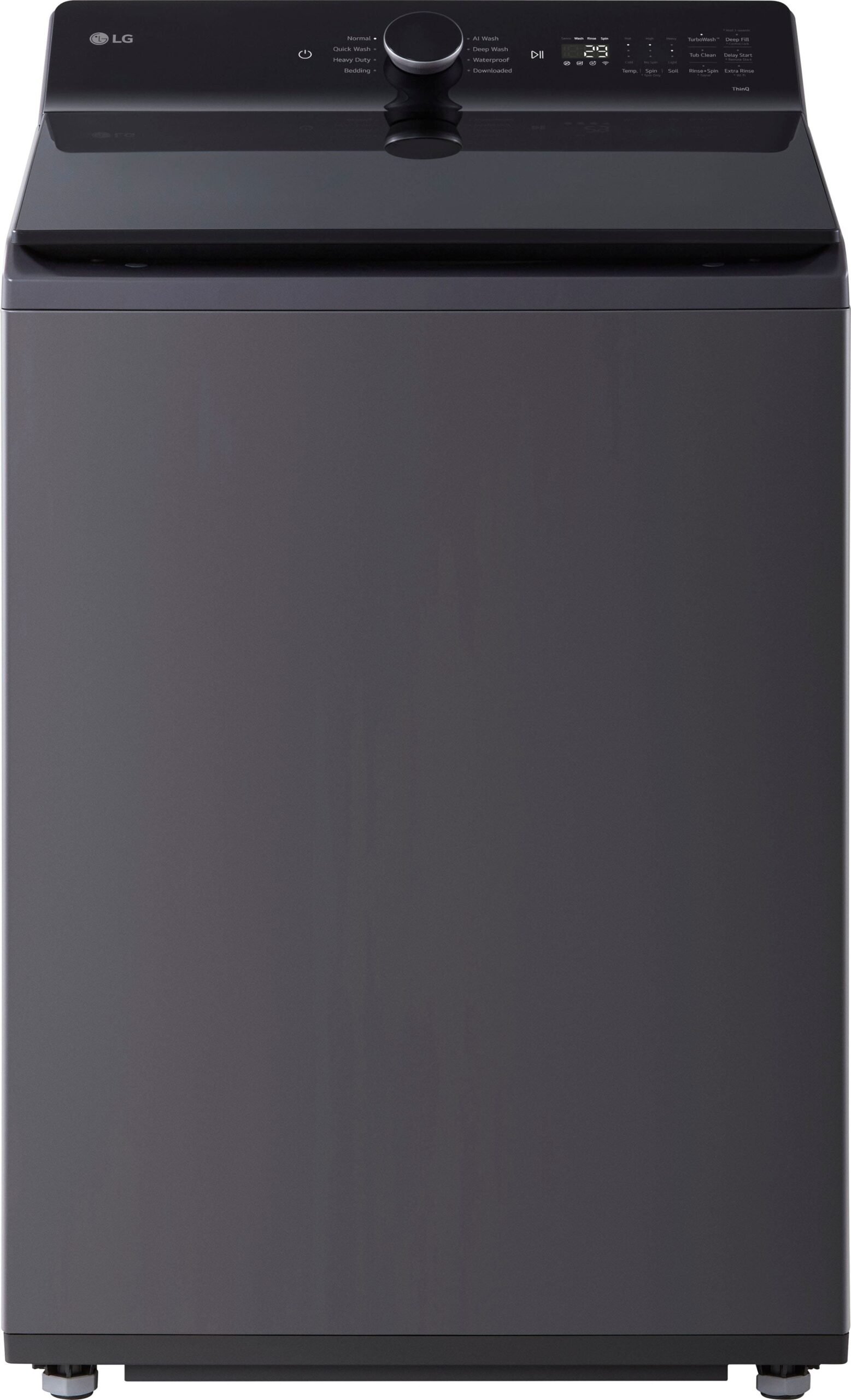 Kings Outlet LG 5.5 Cu. Ft. High Efficiency Smart Top Load Washer EasyUnload Matte Black LG 5.5 Cu. Ft. High Efficiency Smart Top Load Washer EasyUnload Matte Black from Kings Outlet