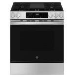 GE 5.3 Cu. Ft. Slide-In Gas Convection Range Steam Cleaning EasyWash Tray Stainless Steel from Kings Outlet