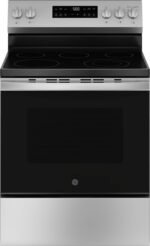 GE 5.3 Cu. Ft. Freestanding Electric Range Self-Clean Steam Cleaning Option Crisp Mode Stainless from Kings Outlet