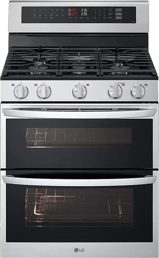 LG 6.9 Cu. Ft. Freestanding Double Oven Gas True Convection Smart Range EasyClean Air from Kings Outlet