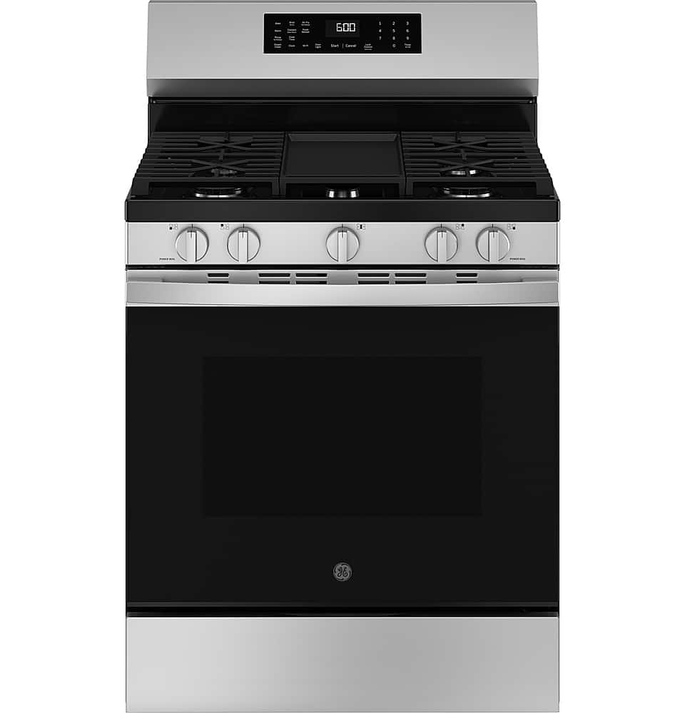 GE 5.3 Cu. Ft. Freestanding Gas Convection Range Steam Cleaning EasyWash Oven Tray Stainless from Kings Outlet
