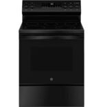GE 5.3 Cu. Ft. Freestanding Electric Range Self-Clean Steam Cleaning Option Crisp Mode Black from Kings Outlet