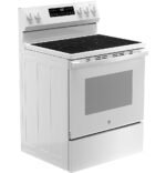 GE 5.3 Cu. Ft. Freestanding Electric Range Self-Clean Steam Cleaning Option Crisp Mode White from Kings Outlet