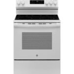 GE 5.3 Cu. Ft. Freestanding Electric Range Self-Clean Steam Cleaning Option Crisp Mode White from Kings Outlet