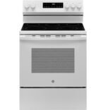 GE 5.3 Cu. Ft. Freestanding Electric Range Self-Clean Steam Cleaning Option Crisp Mode White from Kings Outlet