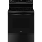 GE 5.3 Cu. Ft. Freestanding Electric Convection Range Steam Cleaning EasyWash Tray Black from Kings Outlet