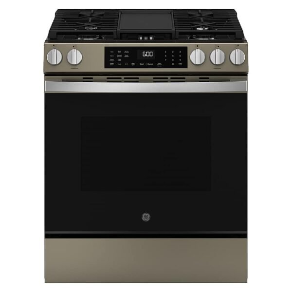 GE 5.3 Cu. Ft. Slide-In Gas Convection Range Steam Cleaning EasyWash Tray Slate from Kings Outlet