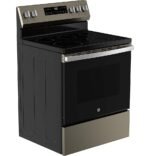 GE 5.3 Cu. Ft. Freestanding Electric Range Self-Clean Steam Cleaning Option Crisp Mode Slate from Kings Outlet