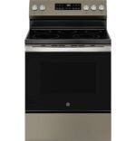 GE 5.3 Cu. Ft. Freestanding Electric Range Self-Clean Steam Cleaning Option Crisp Mode Slate from Kings Outlet
