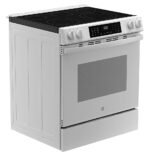 GE 5.3 Cu. Ft. Slide-In Electric Convection Range Steam Cleaning EasyWash Oven Tray White from Kings Outlet