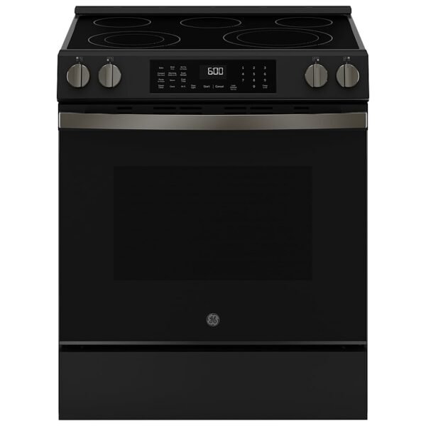 GE 5.3 Cu. Ft. Slide-In Electric Convection Range Steam Cleaning EasyWash Oven Tray Black from Kings Outlet