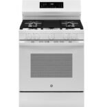 GE 5.3 Cu. Ft. Freestanding Gas Convection Range Steam Cleaning EasyWash Oven Tray White from Kings Outlet