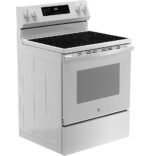 GE 5.3 Cu. Ft. Freestanding Electric Convection Range Steam Cleaning EasyWash Tray White from Kings Outlet