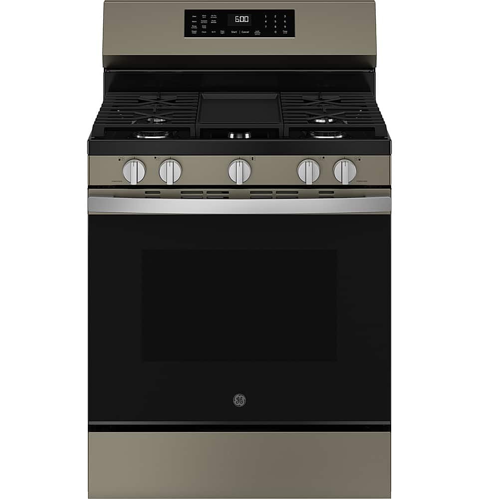 GE 5.3 Cu. Ft. Freestanding Gas Convection Range Steam Cleaning EasyWash Oven Tray Slate from Kings Outlet