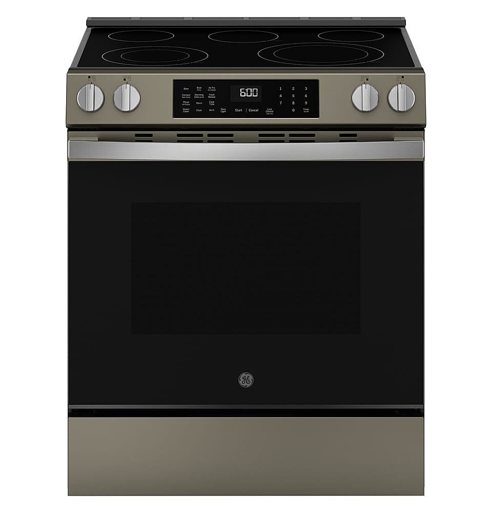 GE 5.3 Cu. Ft. Slide-In Electric Convection Range Steam Cleaning EasyWash Oven Tray Slate from Kings Outlet