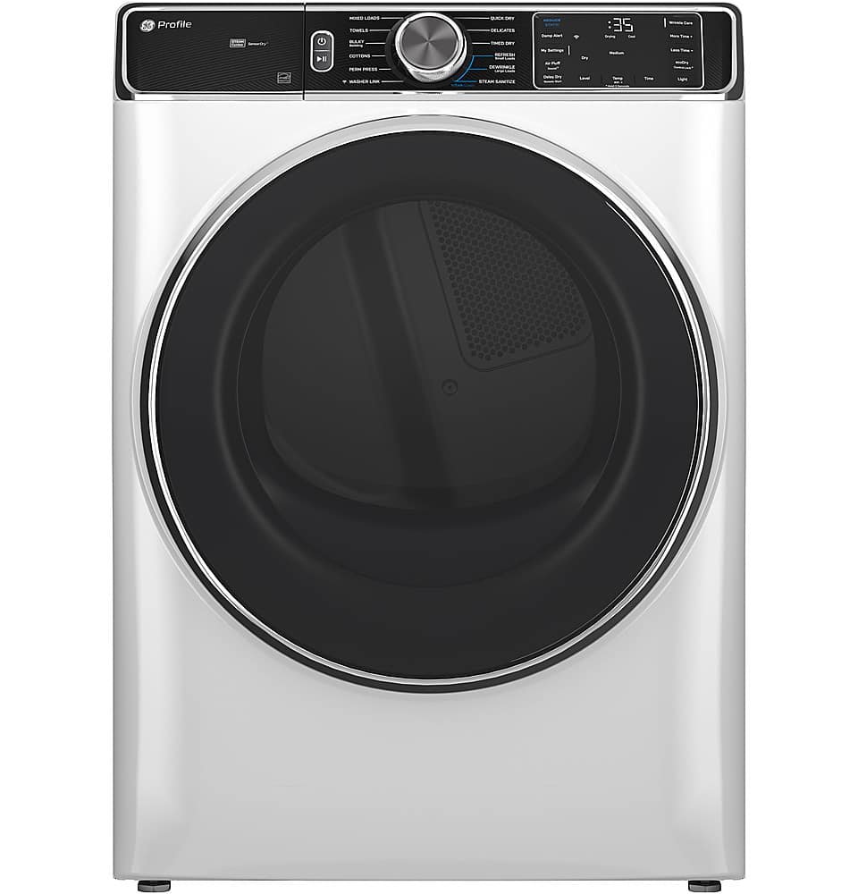 GE Profile 7.8 Cu. Ft. Stackable Smart Electric Dryer Steam Sanitize Cycle White from Kings Outlet