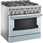 KitchenAid Commercial-Style 5.1 Cu. Ft. Slide-In Gas True Convection Range Self-Cleaning Misty Blue from Kings Outlet