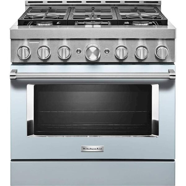 KitchenAid Commercial-Style 5.1 Cu. Ft. Slide-In Gas True Convection Range Self-Cleaning Misty Blue from Kings Outlet