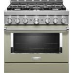 KitchenAid Commercial-Style 5.1 Cu. Ft. Slide-In Gas True Convection Range Self-Cleaning Avocado Cream from Kings Outlet