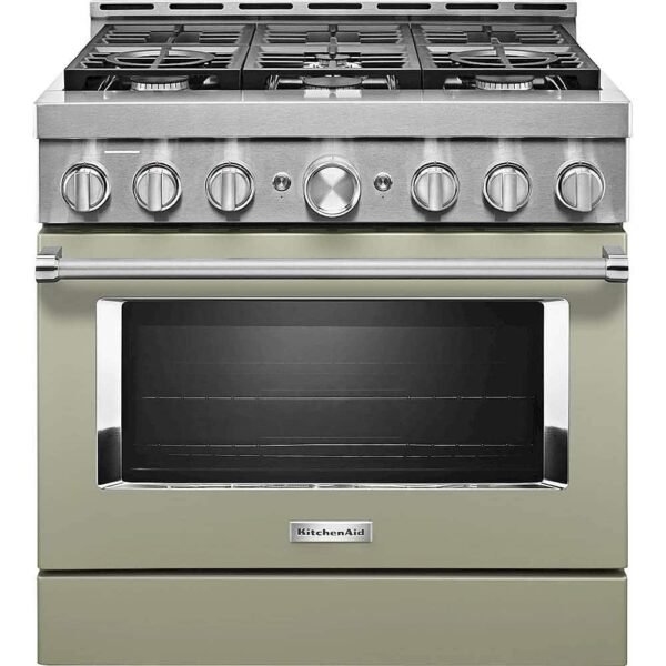KitchenAid Commercial-Style 5.1 Cu. Ft. Slide-In Gas True Convection Range Self-Cleaning Avocado Cream from Kings Outlet