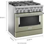 KitchenAid Commercial-Style 5.1 Cu. Ft. Slide-In Gas True Convection Range Self-Cleaning Avocado Cream from Kings Outlet
